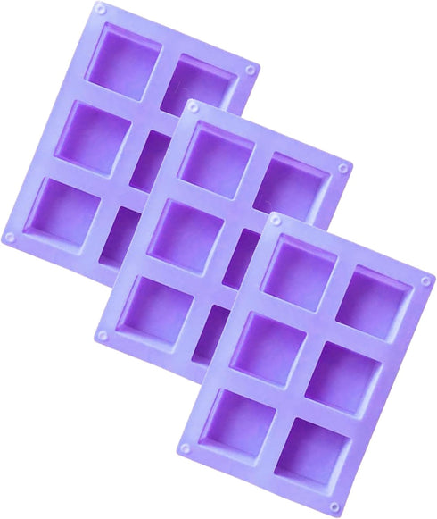 3-Pack Square Shaped Silicone Molds Pan Tray, Oven to Freezer Safe for Bakeware Jelly, Candy, Chocolate, Tiramisu, to Soap, Candle, Ice Pops, Brow...