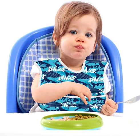 Mess Proof Baby Bibs, Waterproof Baby Apron for Boy and Girl, Kids Essentials for Travel Baby Bibs for Eating, Feeding Bibs Age:0-3 Years Old ?Sha...