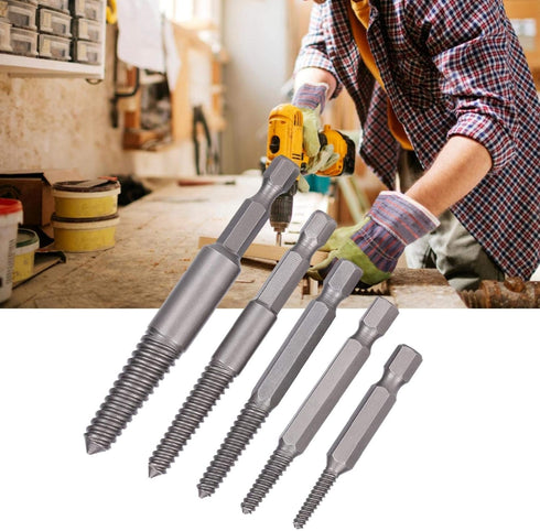 5pcs Broken Head Screw Screw Extractor Hex Handle Electric Extracting Tool Damaged Bolts Removal Tool Easy Out Kit...