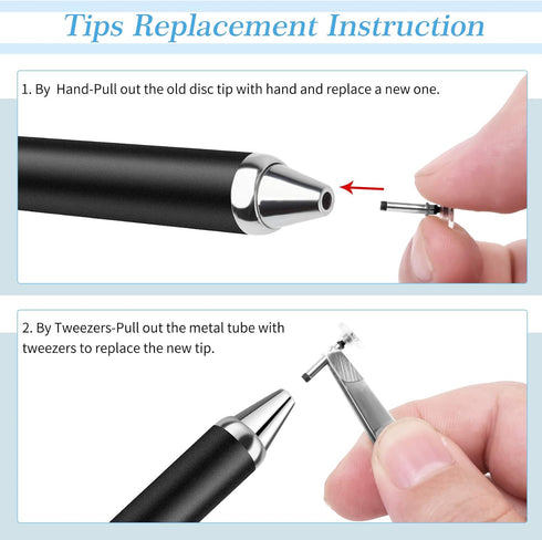 Mixoo Retractable Stylus for Touch Screens - High Sensitivity Universal Stylus Touch Screen Pen with 3 Replaceable Disc Tips for iPad iPhone and A...