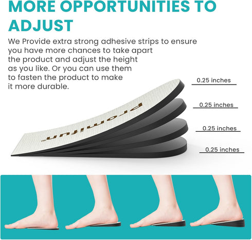 2-Pair Set Heel Lifts Heel Pain Relief - Promifun 4 Layer Adjustable Orthopedic Shoe Inserts for Achilles Tendonitis, Plantar Fasciitis, Heel Spur...