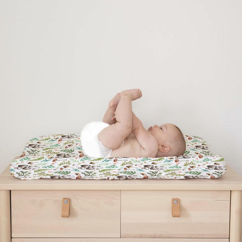 Woodland Mushroom Forest Changing Pad Covers Watercolor Mushroom Green Leaves Diaper Changing Table Sheets for Girl Boy Wild Plants Soft Breathabl...