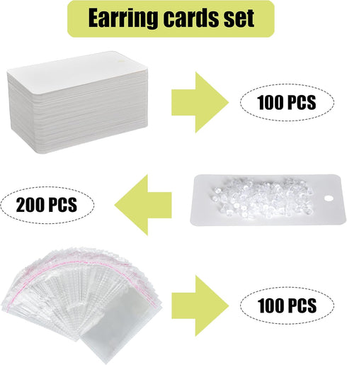 Twavang Earring Card Holder Set, 100Pcs Kraft Paper Earring Display Cards, 100 Pairs Clear Earring Backs with 100Pcs Self Adhesive Bags for Earrin...