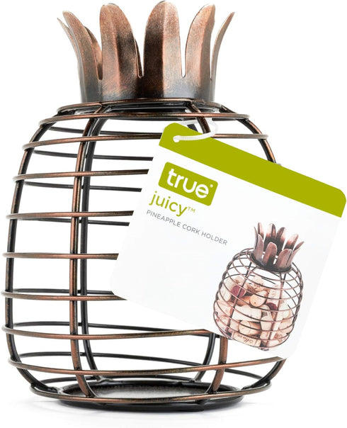 True Juicy Pineapple Stainless Steel Wine Cork Holders Decorative, Holds 50 Corks, Kitchen Bar Accessories, Rustic Home Decor Design, Set of 1...