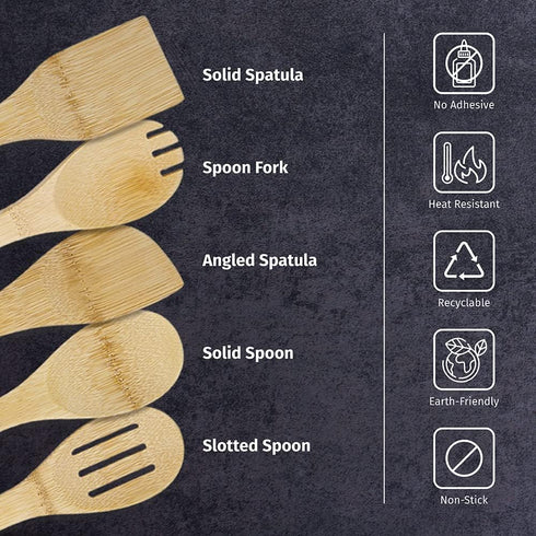 PrintSupremacy Custom Engraved Bamboo Cooking Spoons Set, Non Stick Wooden Kitchen Gadget Pan Cookware, Baking Gift for Housewarming Wedding Birth...