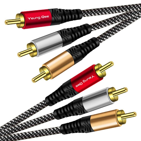 Audio Video RCA Cable 12 ft,Yeung Qee 3RCA Male to 3RCA Male Composite AV Cable Compatible with Set-Top Box,Speaker,Amplifier,DVD Player and More ...