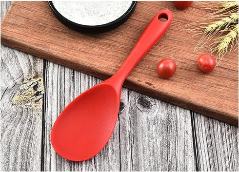 Silicone Rice Paddle Spoon 2PCS, Non Stick Heat Resistant Kitchen Works for Rice,Mashed Potato. (Casual Red)...
