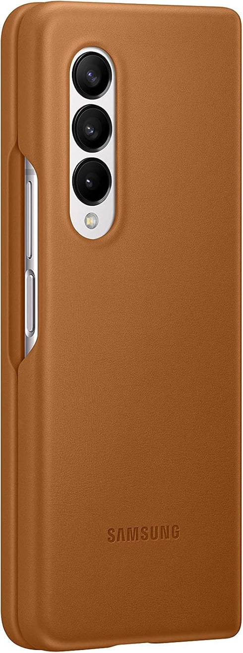 Samsung Galaxy Z Fold 3 Phone Case, Leather Protective Cover, Heavy Duty, Shockproof Smartphone Protector, US Version, Camel,EF-VF926LAEGUS...