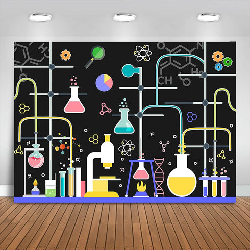 Chemical Science Birthday Party Backdrop 7x5ft Chemical Experiments Science Party Decorations Background for Kids Chemistry Lab Mad Scientist Equi...