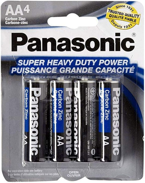 Panasonic 5741 8PC AA Batteries Super Heavy Duty Power Carbon Zinc Double A Battery 1.5V, Black (Pack of 8)...