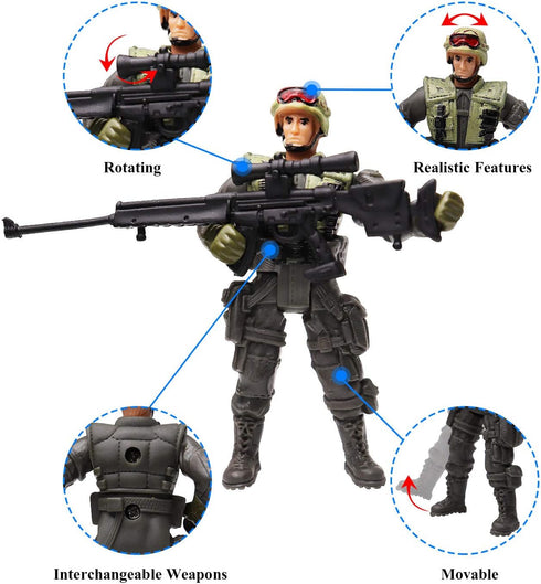 HAPTIME Military Action Figure Play Set for Kids - Army Men Soldiers Toys for Boys and Girls Ages 3-9 (SWAT Team Edition)...