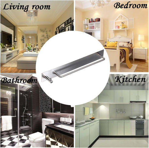 Sumnacon Towel Bar Rack with Hook, 13.38 Inch 3M Self Adhesive Stainless Steel Towel Holder Organizer for Bathroom Kitchen Bedroom, Brushed Finish...
