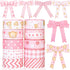 10Rolls Pink Baby Shower Grosgrain Ribbon Pink Bear Heart Paw Printed Ribbon for Baby Shower Diaper Cake Decorations Birthday Party DIY Craft...