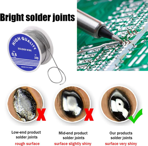 Solder Wire,Diameter Rosin Core Solder Wick for Electronic Electrical Soldering Components Repair(0.8mm,Net 50g)...