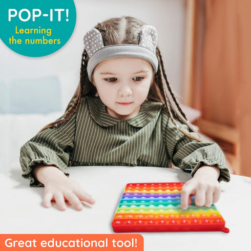100 Pop It Fidget Toy Rainbow Hundreds Chart for Kids -Counting Toys - Popits for Kids - Count to 100 Numbers - 1st Grade Classroom Must Haves- Bu...