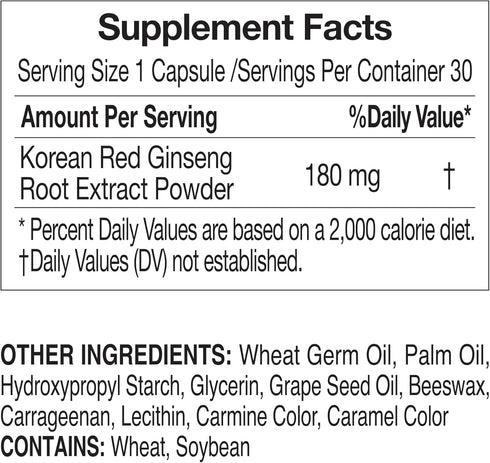 CheongKwanJang Korean Red Ginseng Extract Capsules Plus -All-in-1 Focus Pills for Men & Women, Natural Energy Supplements,Circulation, Immune Supp...