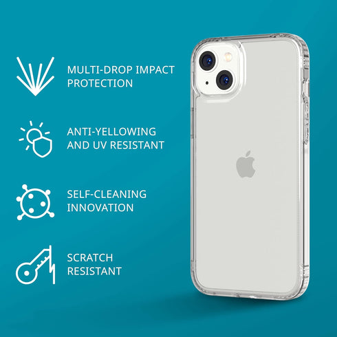 tech21 iPhone 14 Plus Evo Clear – Scratch-Resistant, Shock-Absorbing Clear Phone Case with 12ft Multi-Drop Protection...