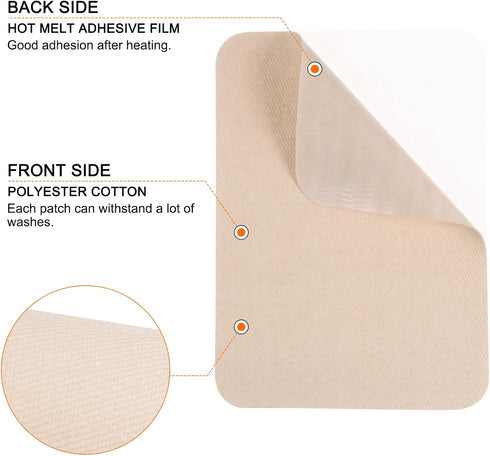 6Pcs Iron on Patches for Clothing Repair 3"x4-1/4" Fabric Patch Cotton Decorating for Clothes Pants Bag, Cream...