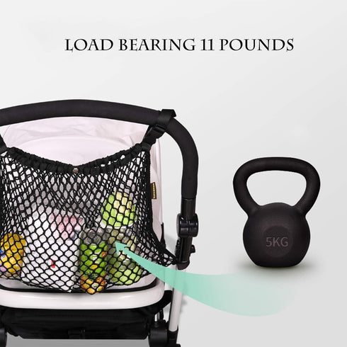 Universal Baby Stroller Organizer Polyester Net Mesh Storage Bag with Extra Large Storage Space, Non-Slip and Adjustable Stroller Accessories for ...