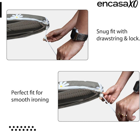 Encasa XO Ironing Board Cover and Pad 54"x15" - Thick 3mm Felt Padding, Drawstring Tightening & Lock, Easy Fit, Scorch & Stain Resistant, Fits Sta...