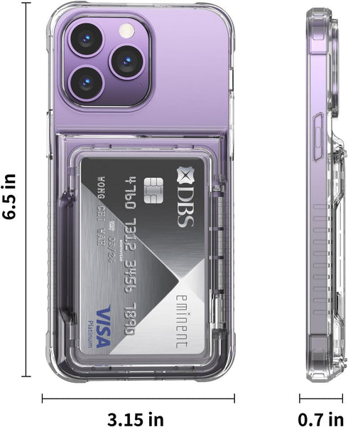 for iPhone 14 Pro Max Case Wallet Clear Protective Phone Case with Credit Card Holder Heavy Duty Protection Shockproof Anti-Scratch Anti-Yellow Co...