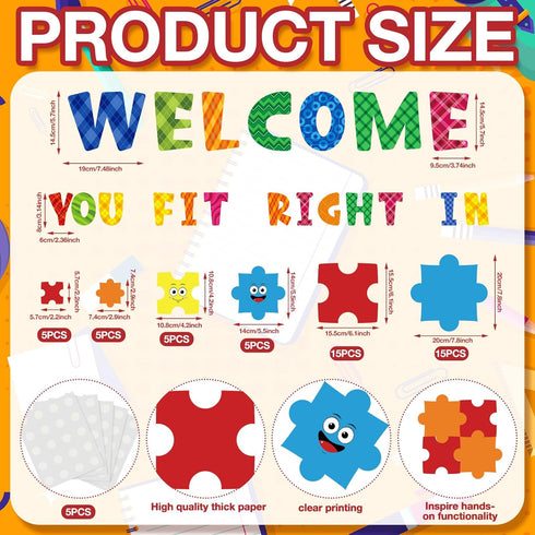 Welcome Back to School Bulletin Board with Puzzle Pieces for Classroom Welcome You Fit Right in Borders Motivational Bulletin Board Cutouts Decora...