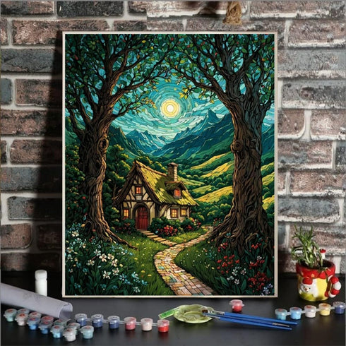 ldazao Landscape Paint by Numbers Kit for Adults Beginner Moon Forest Adult Paint by Number Kits On Canvas Adults' Paint-by-Number Kits DIY Oil Pa...