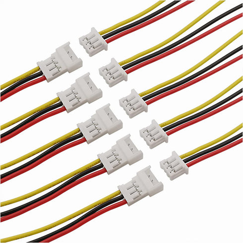 Micro Jst 1.25 Wire Connectors, 20Pairs/40pcs 1.25mm 3 Pin Jst Male and Female Connector Plug with Wires Cables Kit for LED Light 100mm...