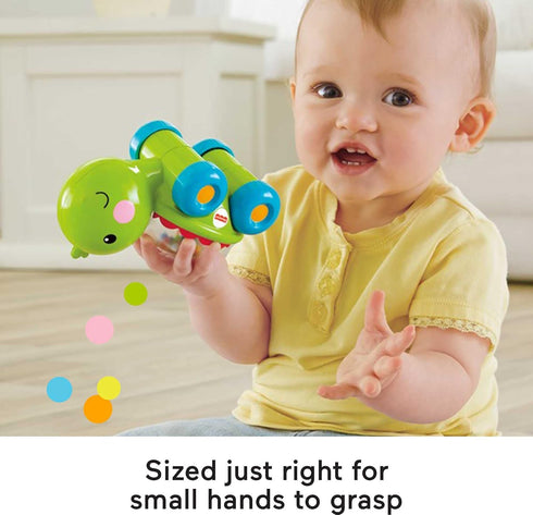 Fisher-Price Baby Crawling Toy Poppity Pop Turtle Push-Along Vehicle with Ball Popping Sounds for Infants Ages 6+ Months...