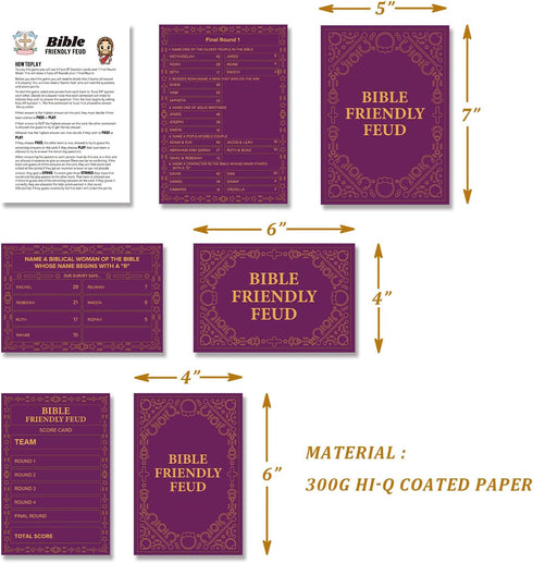 Bible Friendly Feud Game Set, Bible Game Supplies, Bible Games for Adults and Teens, Feud Quiz, Church Family Feud, Games for Church Group, Fun Ho...