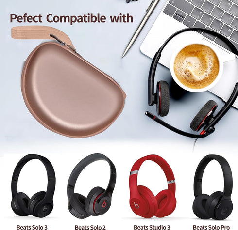 Hard Shell Travel Case Compatible with Beats Studio Pro/Beats Studio3/ Beats Solo 3 2 Bluetooth On-Ear Headphones (Gold)......