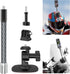 Flexible Adhesive Helmet Mount for insta360, Motorcycle Windscreen Camera Mount with Gear & Carbon Firber Extention Rod Compatible with insta360 X...