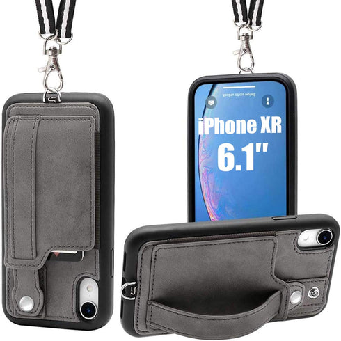 TOOVREN Case for Wallet Case for Women Men with Leather Card Holder Wallet Case (Gray, Case for iPhone XR 6.1")...
