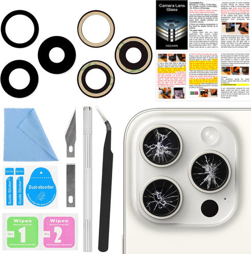 ASDAWN Back Rear Camera Lens Glass Replacement for iPhone 15 Pro 6.1 Inches with Pre-Installed Adhesive, ASDAWN Back Camera Lens Glass kit with In...