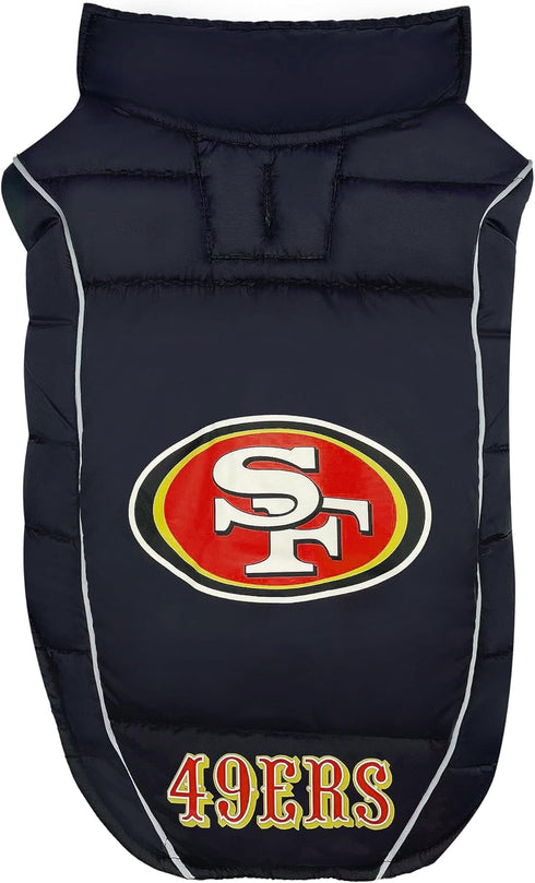 NFL San Francisco 49ers Puffer Vest for Dogs & Cats, Size Large. Warm, Cozy, and Waterproof Dog Coat, for Small and Large Dogs/Cats. Best NFL Lice...