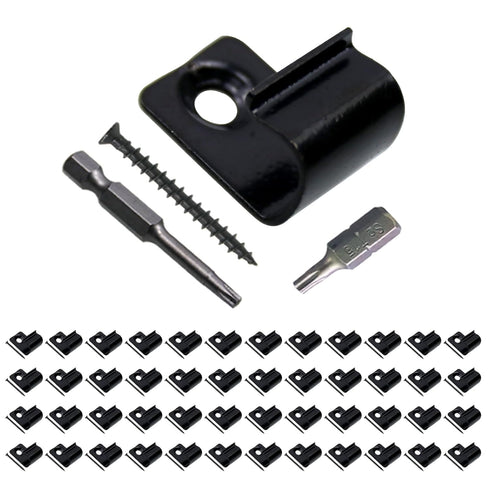 48-Pack Black Stainless Steel Start Clips, Deck Start Clips, Concealed Fasteners and Deck Start Clips with Deck Screws, for 400 Sqm,with two drill...
