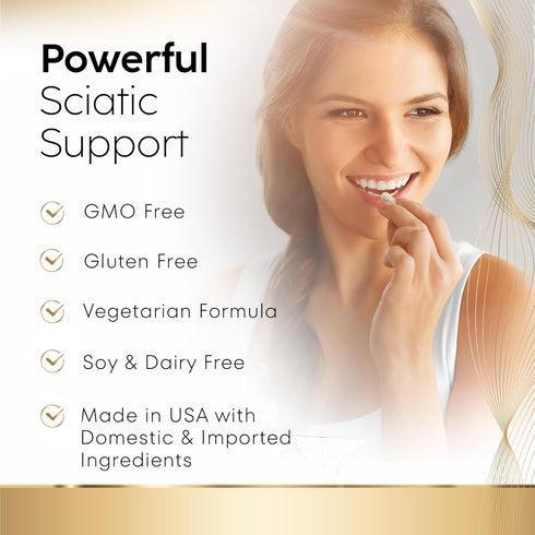 Premium Sciatic Nerve Support Formula – Sciatic Nerve Supplement with Benfotaimine, Alpha Lipoic Acid (ALA) & Meriva Turmeric Curcumin – Supports ...