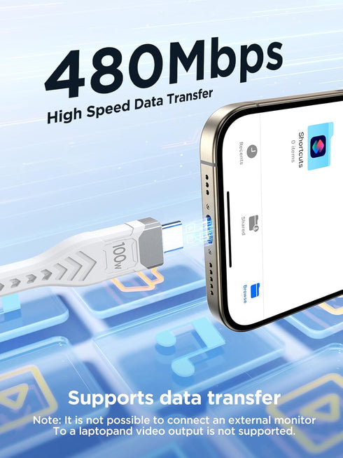 USBC to USBC, 100W USB C to USB C Cable 6.6FT 5A USB C to USB C Fast Charging Cable Braided Charger Cord for MacBook Air/Pro, iPhone15/15Pro/15Plu...