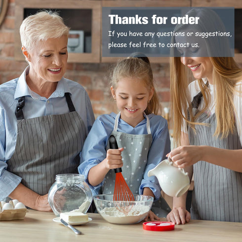 Dishwasher Safe Silicone Whisk, Sealed Waterproof Design Set of 3, Professional Kitchen Whisks for Cooking Non-Scratch, Silicone & Stainless Steel...