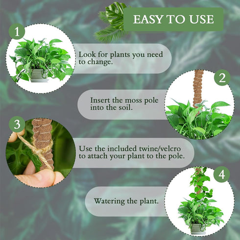 2 Pack 25 Inch Coco Coir Moss Poles for Climbing Indoor Plants - Handmade Plant Support for Creepers to Grow Upwards...