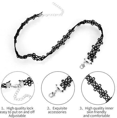 Yolev 6 Pieces Black Choker Necklace Set Velvet Choker Classic Choker Necklace Layered Black Chokers Necklaces Cute Jewelry Women Pack...