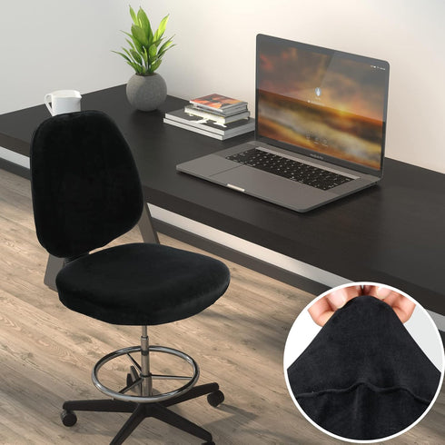 BUYUE Task Office Chair Seat Cover, Super Soft Velvet Student Dorm Computer Chair Stretch Washable Dustproof Slipcover Protectors (Seat Cover Only...