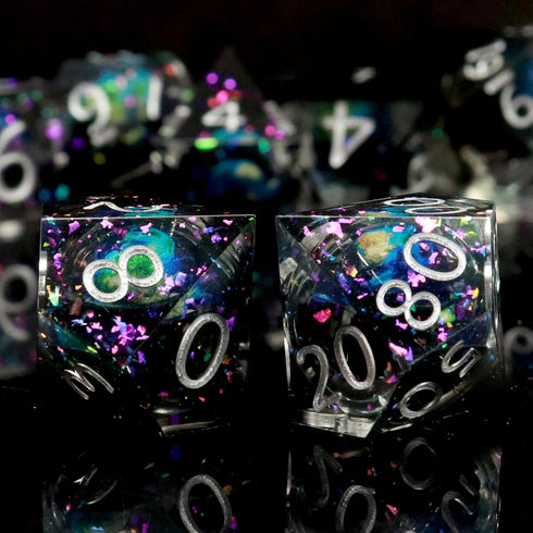 Haxtec DND Dice Set Liquid Core Sharp Edge Resin Dice, Planet D and D Dice, Polyhedral D&D Dice Set for Dungeons and Dragons TTRPGs DND Gift Rolep...