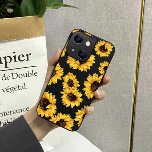 Case for iPhone 13 Mini, Sunflower Floral Pattern, Shockproof Soft Silicone Slim Cute Yellow Flower Case Compatible with iPhone 13 Mini 5.4 Inch...