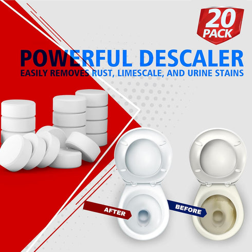 USKICH Toilet Bowl Cleaner Tablets 20 PACK, Bathroom Automatic Toilet Tank Cleaners with Bleach, Slow-Releasing Household Toilet Cleaners for Deod...