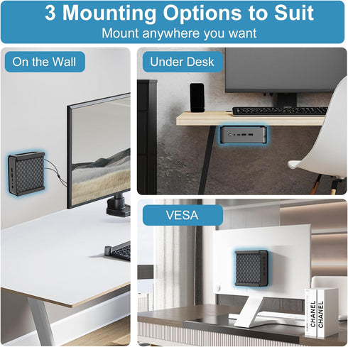 Mini PC Mount for Beelink Mini PC Vesa Mount/Wall Mount/Under Desk Mount, Mount for Beelink S12 Pro Mini PC, SER6/SER3/SER5 Mini PC, SER5 MAX/Pro ...