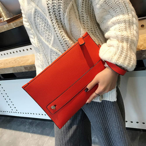 Women Envelope Clutch Bag PU Leather Female Day Clutches Large Purse Evening Bags with Wrist Strap...
