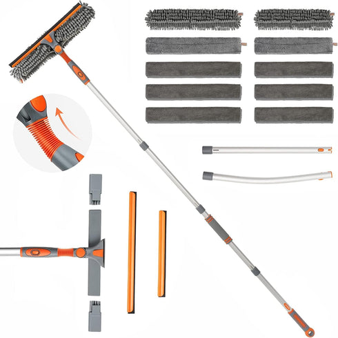 eazer Squeegee Window Cleaner 2 in 1 Rotatable Window Cleaning Tool Kit with Extension Pole, 62'' Telescopic Window Washing Equipment with Bendabl...