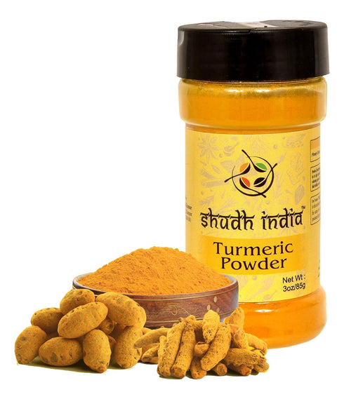 Shudh India Turmeric (Haldi) Root Powder Spice, (High Curcumin Content) 3oz (85g) PET Jar ~ All Natural | Vegan | Gluten Friendly | NON-GMO | Indi...