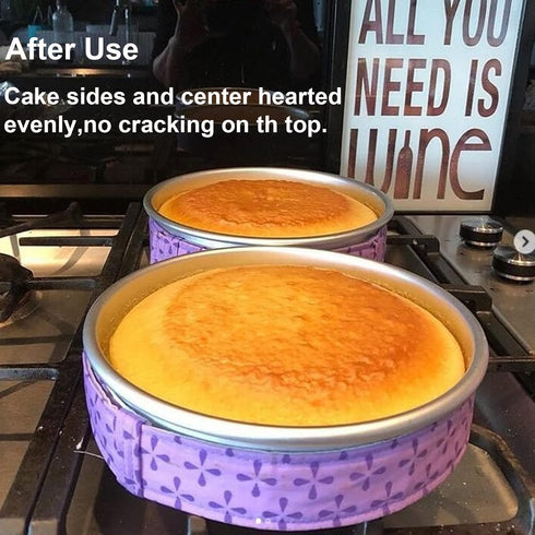 WAFJAMF 2 Piece Bake Even Cake Strip for Evenly Baked Cakes,Cake Pan Dampen Strips,Absorbent Thick Cotton, Prevent Crowning and Keep Cakes More Le...